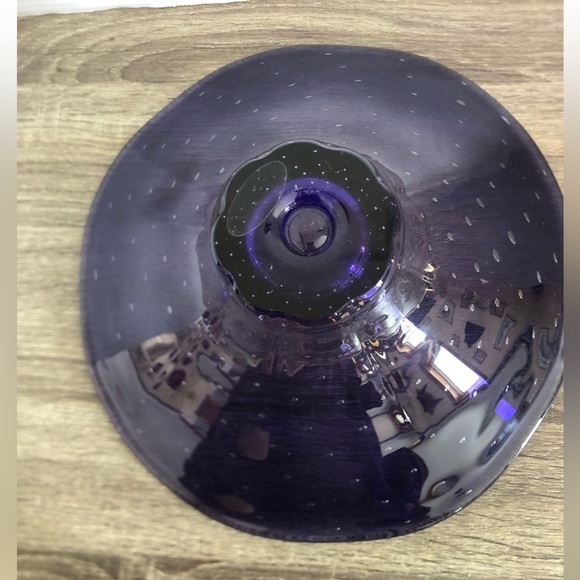 Handblown Purple Art Glass Bowl with Controlled Bubbles - Picture 13 of 16